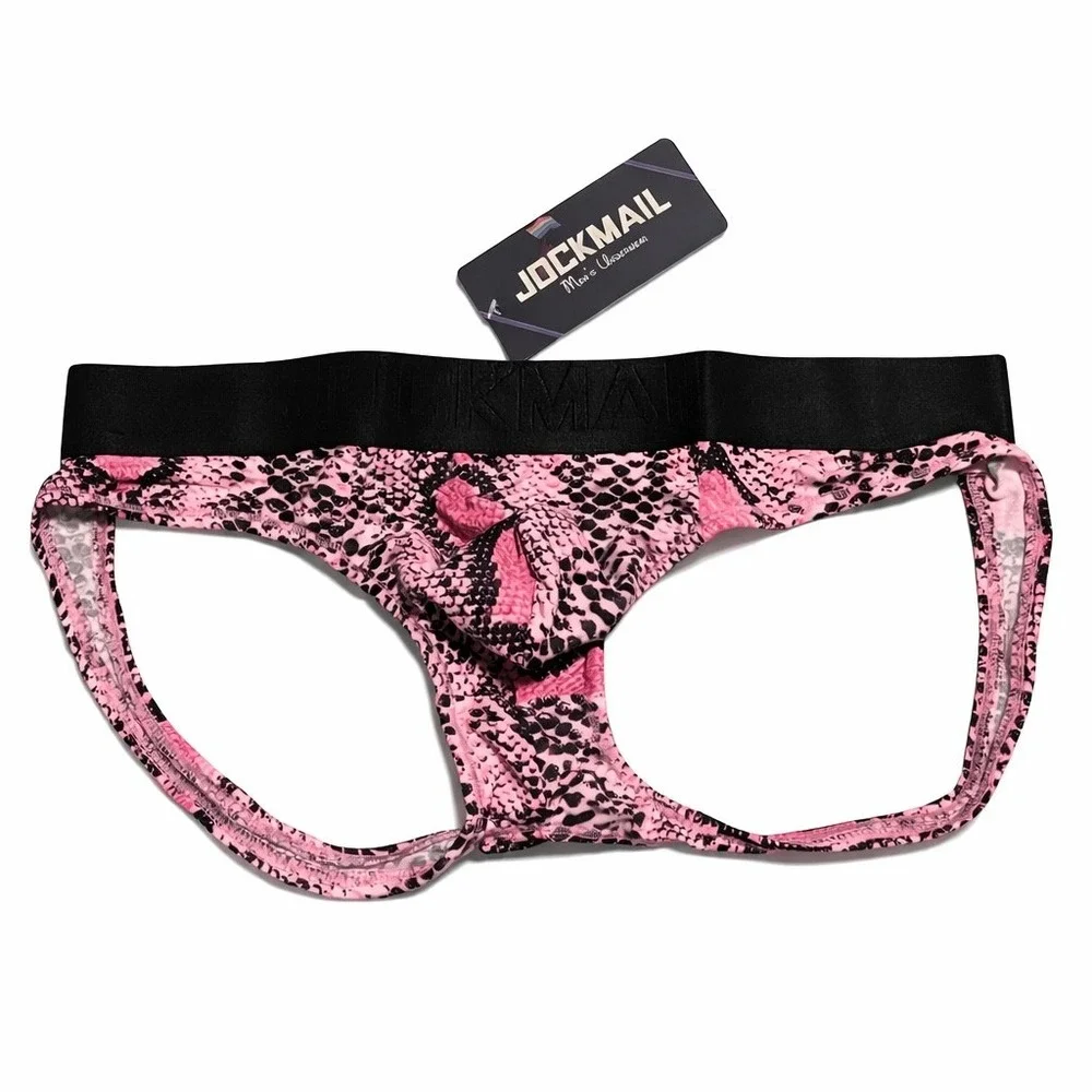 Jockmail Medium (27-30)‎ Pink Snakeskin Backless Brief Jockstrap JM318 New